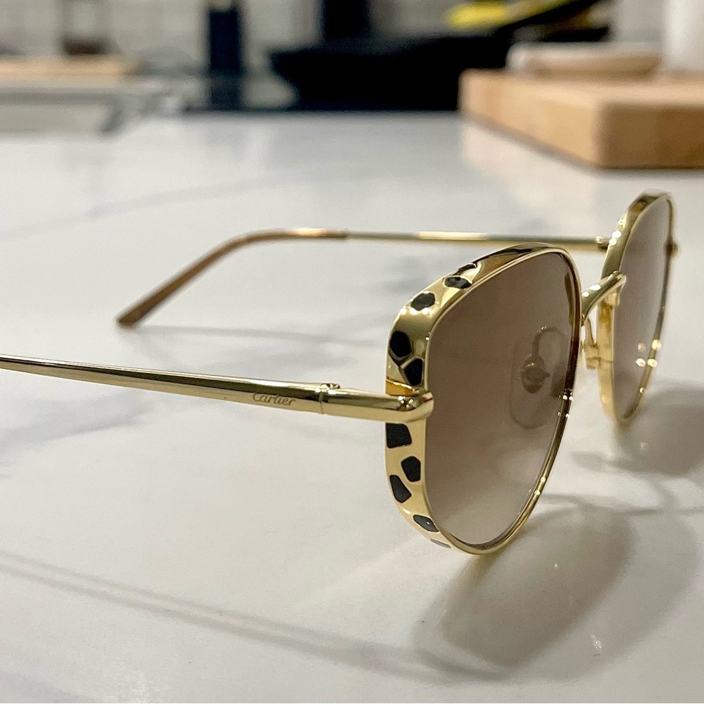 Cartier Gold Sunglasses with Brown Lenses